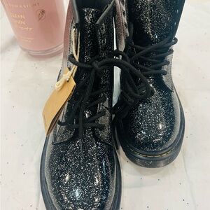 Dr. Martens Black Glitter Kids Boots